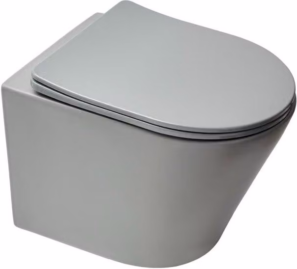Inodoro suspendido sin brida Swiss Aqua Technologies Infinitio en cerámica gris mate con asiento softclose y fijación oculta An/P/Al: 49 x 36 x 36,5 cm