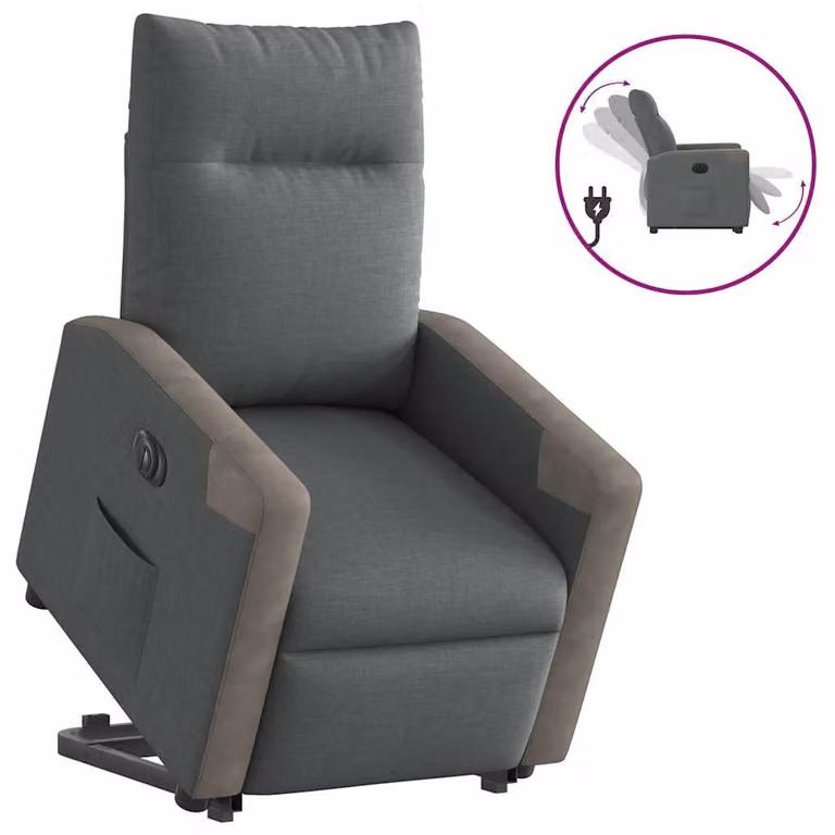 Sillón eléctrico reclinable y elevable vidaXL en tela gris oscuro para mayores