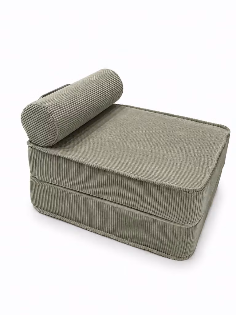 Chaiselongue compacta SURB de pana color verde sin reposabrazos An/P/Al: 195 x 80 x 60 cm
