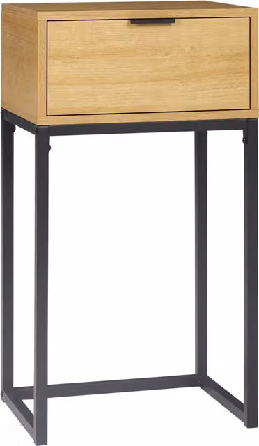 Mesa consola moderna Homcom con cajón y patas de metal para salón, pasillo o dormitorio, color marrón y negro, An/P/Al: 40 x 30 x 76 cm