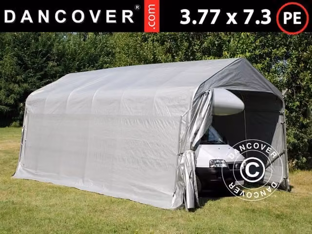 Carpa de garaje Dancover con estructura de acero galvanizado, color gris, An/P/Al: 377 x 730 x 318 cm