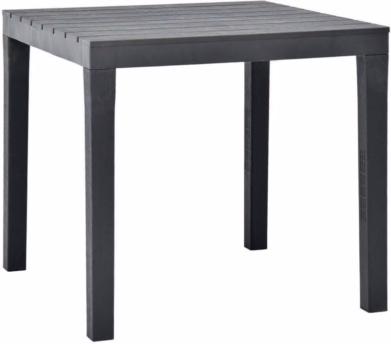 Mesa de jardín Syfax de plástico gris antracita, diseño moderno y cuadrado, An/An/Al: 78 x 78 x 72 cm