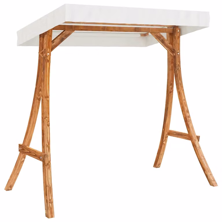 Estructura de columpio con techo de vidaXL en madera de teca tratada color crema y beige con dosel resistente a los rayos UV para jardín