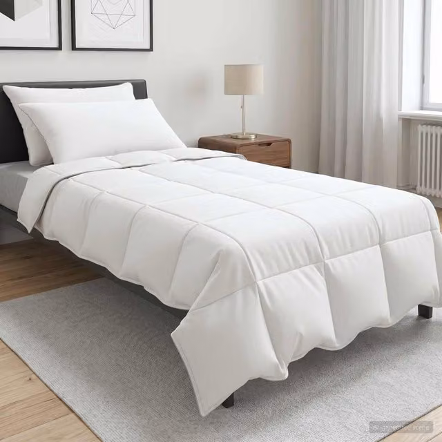 Juego de edredón y almohada vidaXL blanco de bambú y poliéster, An/P/Al: 135 x 220 cm