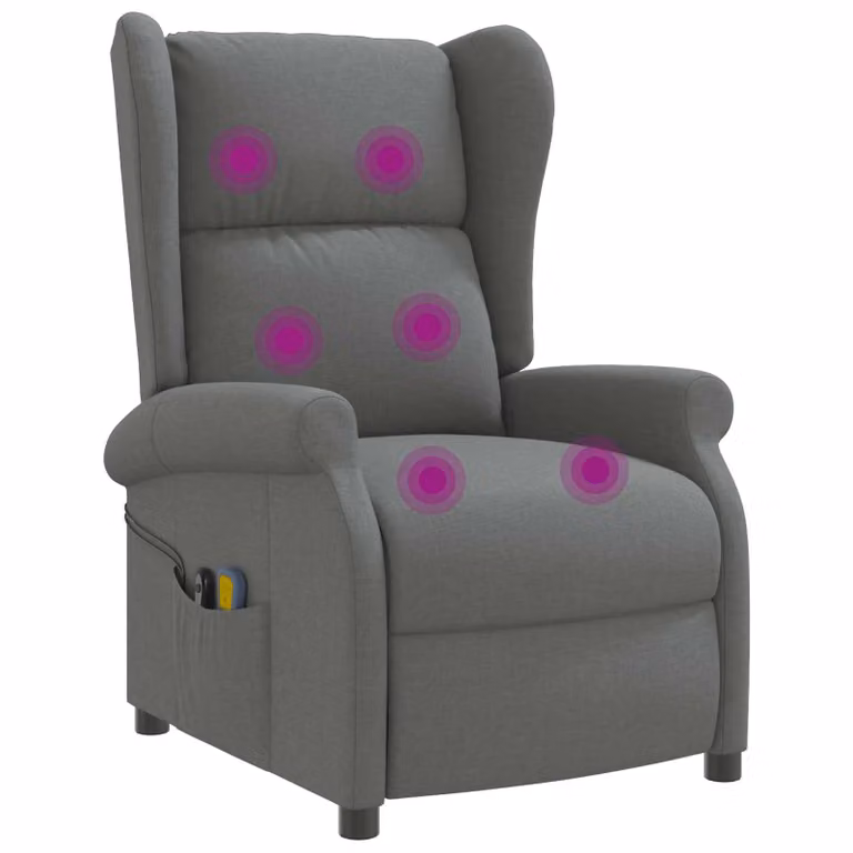 Sillón reclinable eléctrico vidaXL con respaldo de ala en gris oscuro y tela para salón o despacho, An/P/Al: 103 x 73 x 95 cm