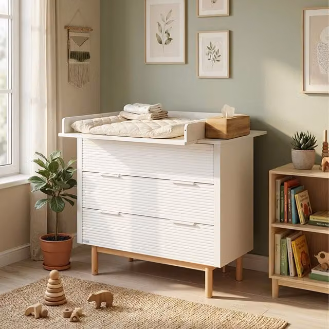 Mueble cambiador Home Deluxe modelo COCO con mueble superior, color blanco