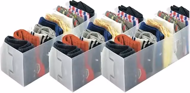 Organizador de cajones con 3 compartimentos y divisores de la marca Jocca en color transparente y blanco