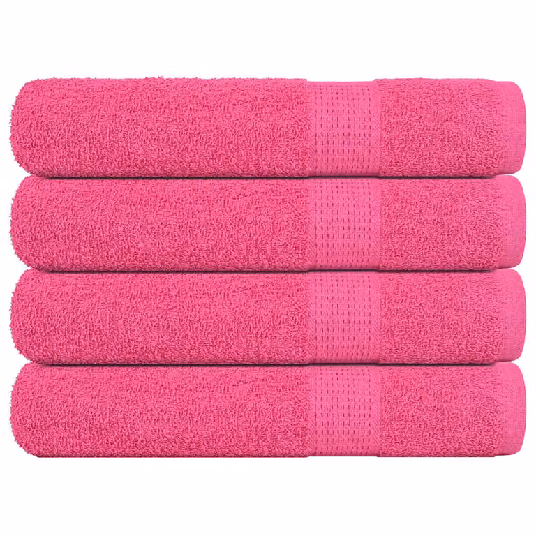 Set de 4 toallas de algodón FROGN vidaXL en color rosa, 100 x 200 cm, 360 g/m²