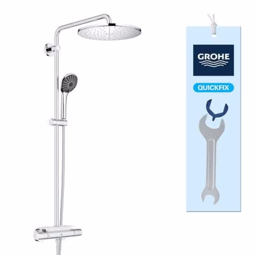 Columna de ducha termostática Grohe Vitalio System 310 con rociador de techo y acabado cromado, Altura: 175 cm