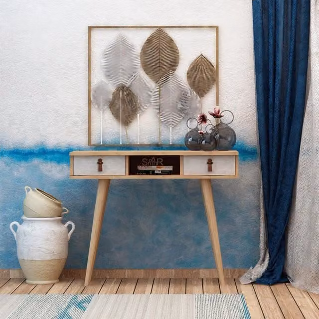 Consola Lawen de KROSI DECOR en roble y blanco para tu recibidor