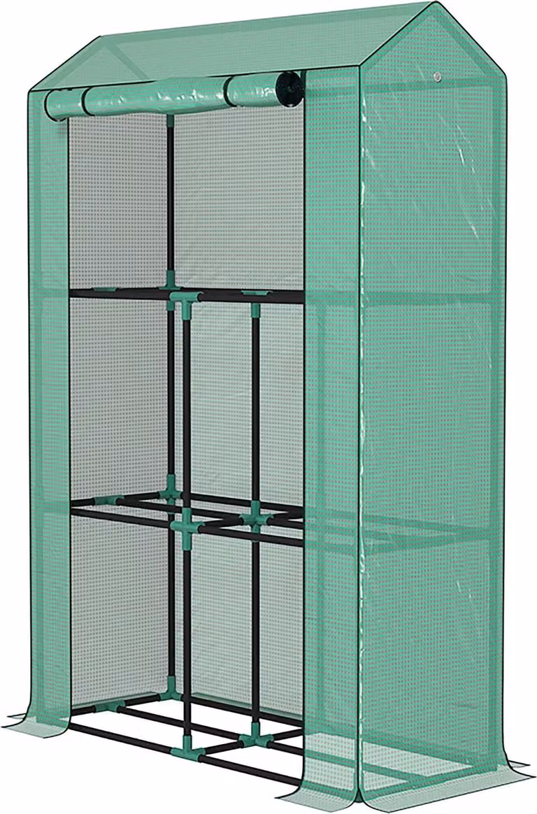 Invernadero Northio de acero con estanterías y protección UV en color verde, An/P/Al: 100 x 40 x 150 cm
