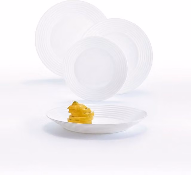 Vajilla de opalina Luminarc Harena de 18 piezas en color blanco para 6 personas, apta para microondas y lavavajillas