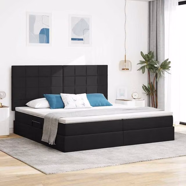 Cama con almacenamiento y colchón Maison Exclusive en color negro, An/P/Al: 200 x 200 x 280 cm