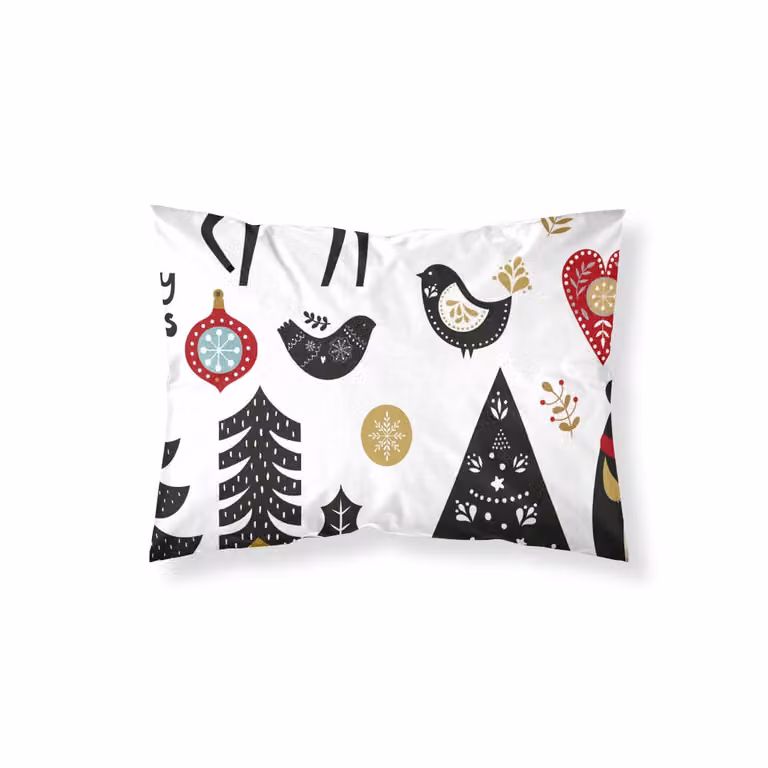 Funda de almohada Muare Home con diseño gráfico de Navidad multicolor en 100% poliéster, An/P/Al: 45 x 110 cm
