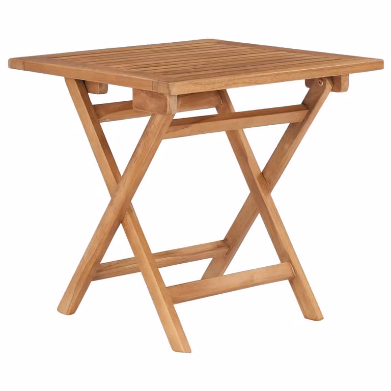 Mesa de jardín plegable Syfax de madera de teca marrón, An/An/Al: 45 x 45 x 45 cm