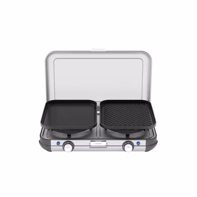 Cocina de camping Campingaz Kitchen 2 Grill & Go CV en color plata y metal con 2 quemadores An/P/Al: 49 x 35 x 10 cm
