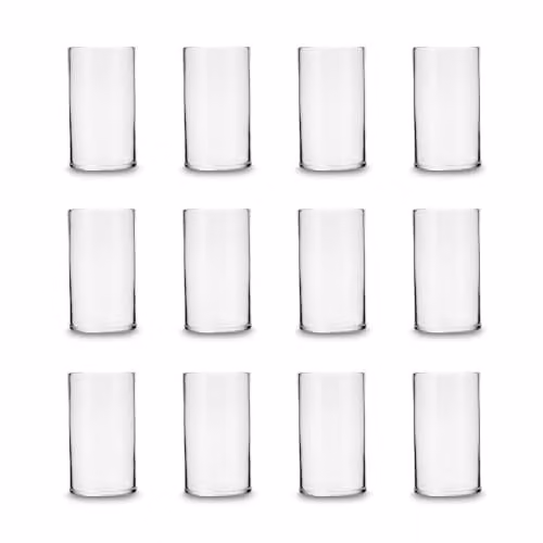 Caja de 12 vasos altos Iria de vidrio transparente de 620 ml aptos para microondas y lavavajillas