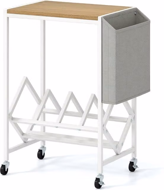 Estante giratorio NORTHIX con soporte para vinilos y revistero en metal y MDF disponible en blanco, beige o multicolor