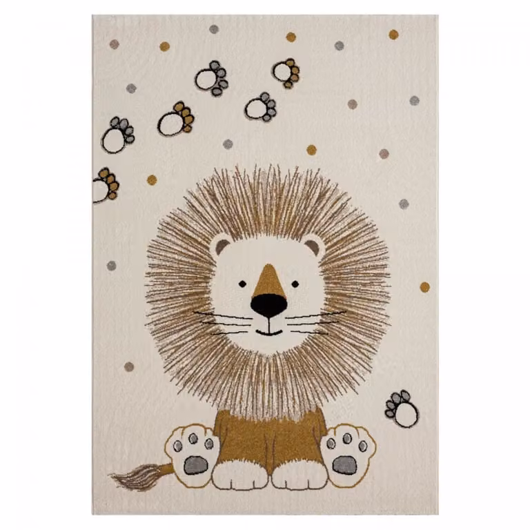 Alfombra infantil Un amour de tapis con estampado de animales en color beige y blanco, An: 60 cm, Al: 110 cm