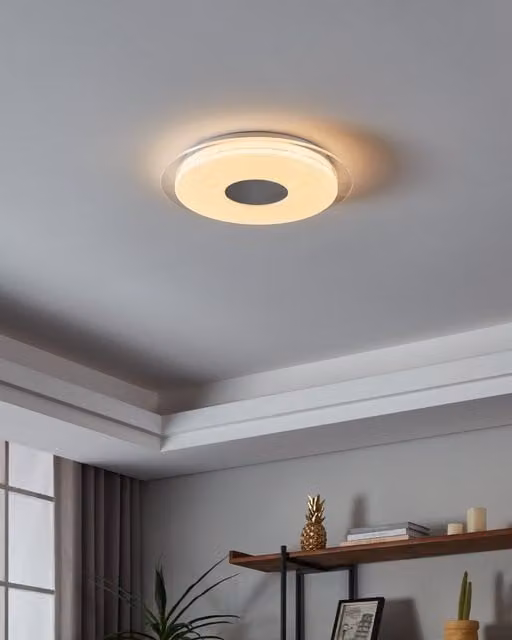 Lámpara de techo LED Eglo Lanciano-Z con efecto cielo estrellado, tecnología Zigbee y control por voz o app, regulable y con colores ajustables, Diámetro: 45 cm
