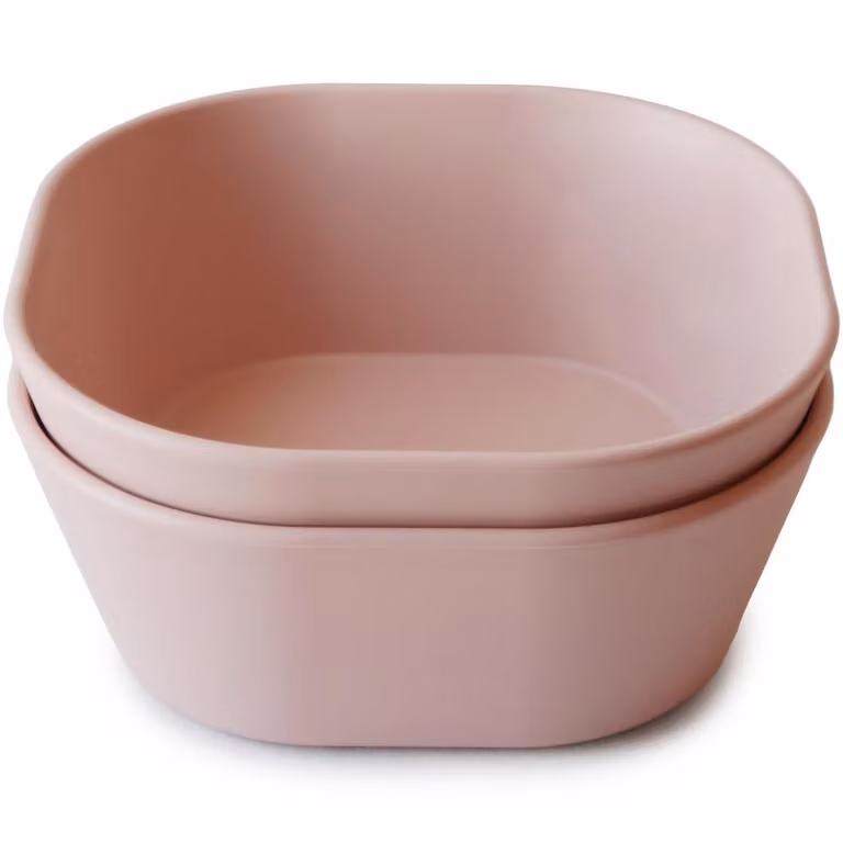 Pack de 2 bowls Mushie en color rosa para adultos, aptos para microondas y lavavajillas