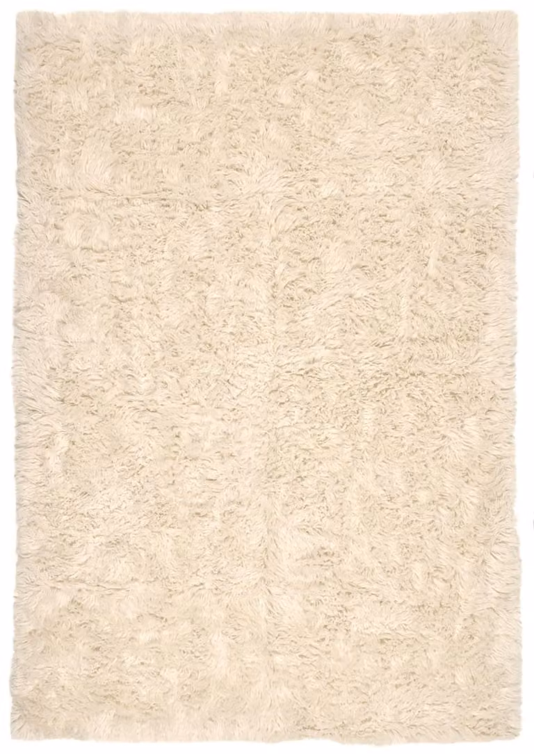 Alfombra Flokati Theko tejida a mano en lana virgen color beige An/P/Al: 120 x 180 cm