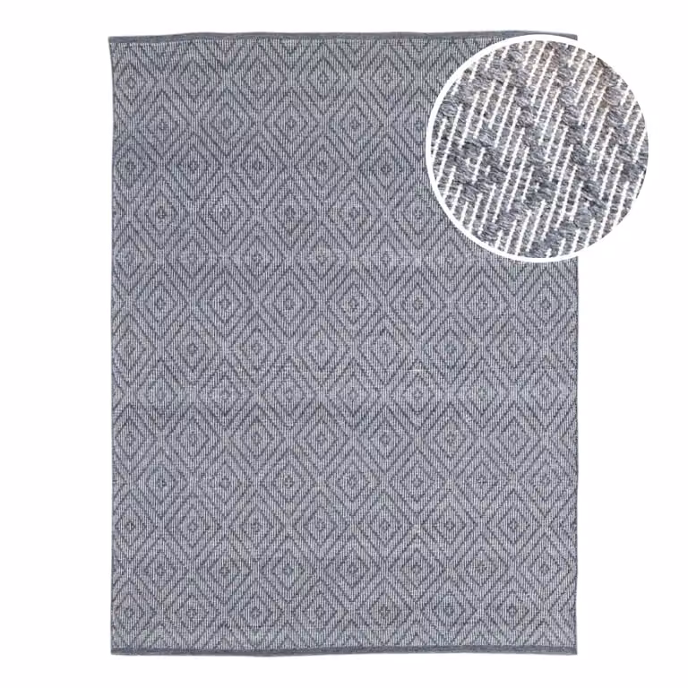 Alfombra de exterior Axi con diseño geométrico moderno, rectangular, An/P: 200 x 290 cm, gris, blanco y rosa