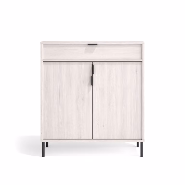 Mueble zapatero HERDASA moderno en MDF y metal color blanco y negro con puertas soft close An/P/Al: 89 x 29 x 80 cm