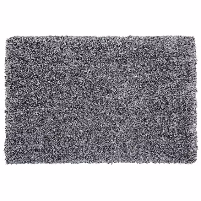 Alfombra de pelo largo Beliani Cide negra con mechones de algodón, rectangular, An/P: 160 x 230 cm