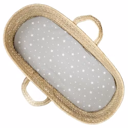 Sábana bajera ovalada Sevira Kids Stella para bebé en algodón gris, 70 x 30 cm