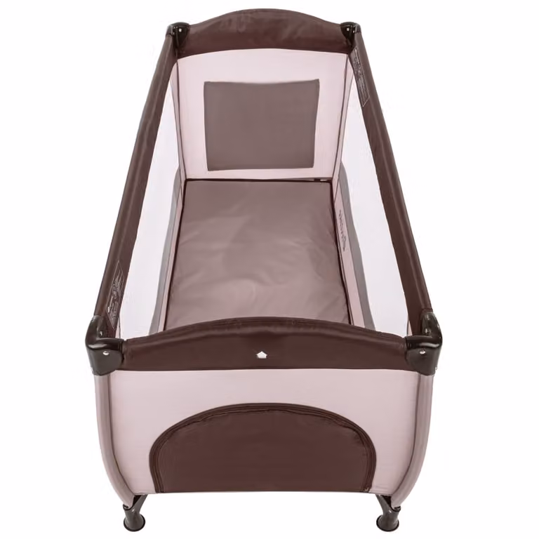 Cuna de viaje plegable TecTake con bolsa de transporte, color café, An/P/Al: 126 x 65 x 80 cm