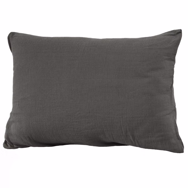 Funda de almohada lisa de algodón Housse De Rêve color gris, 50 x 70 cm