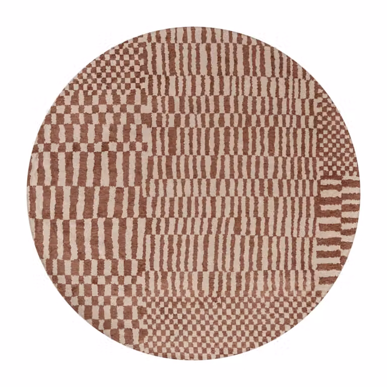 Alfombra lavable Louis de Poortere Berber de estilo marroquí y diseño minimalista en rojo y marrón para interior o exterior, An/An: 240 x 240 cm