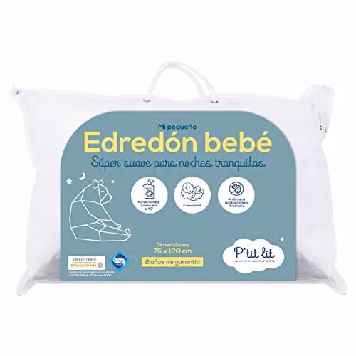 Edredón para bebé P'tit lit de microfibra blanca, antiácaros y antibacteriano, con certificación Oeko-Tex Standard 100, An/P/Al: 75 x 120 cm