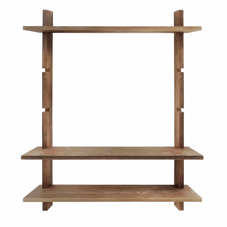 Estante modular individual Hannun Aloma de madera de abeto color marrón con estantes ajustables y diseño minimalista para salón