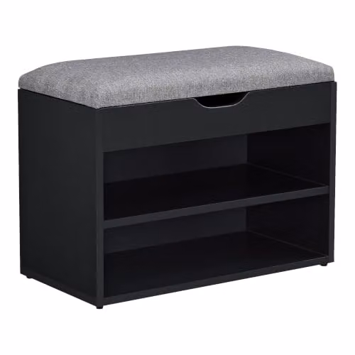 Banco zapatero Helloshop26 en color negro y gris, An/P/Al: 46 x 60 x 30 cm