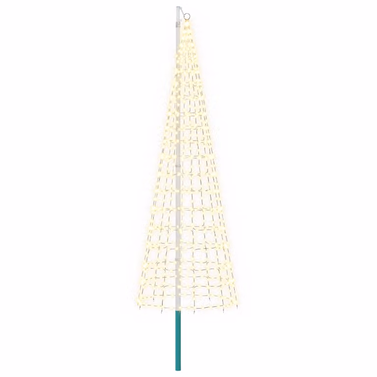 Árbol de Navidad con luces LED RGB vidaXL de 300 cm en color verde, plata y blanco con mástil y estacas
