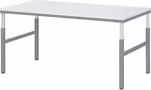 Mesa de trabajo ESD RAU ajustable en altura de 650 a 1000 mm en acero color gris y blanco An/P/Al: 120 x 90 x 45 cm