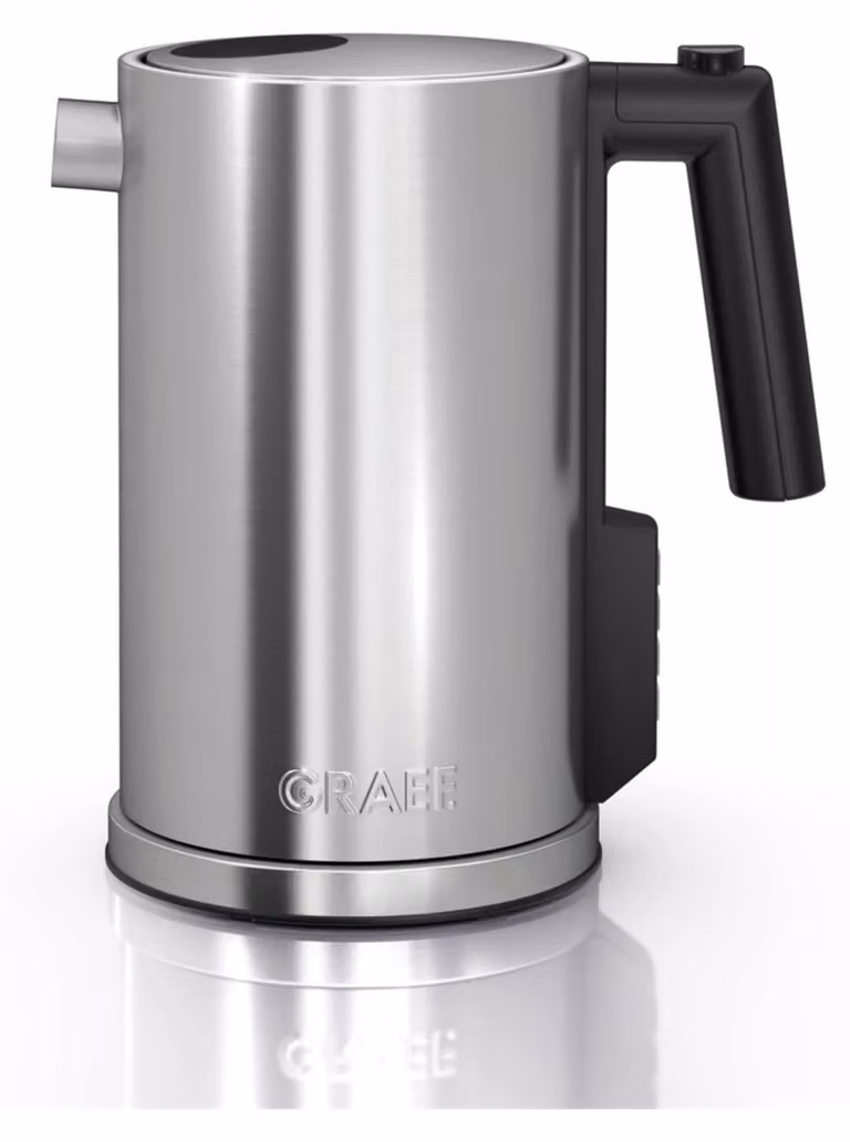 Hervidor eléctrico inalámbrico Graef WK 900 de acero inoxidable en color plata con capacidad de 1,2 l y 2000 W