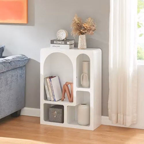 Estantería auxiliar Vågå de en.casa con 4 compartimentos abiertos, color blanco, An/P/Al: 80 x 24 x 60 cm