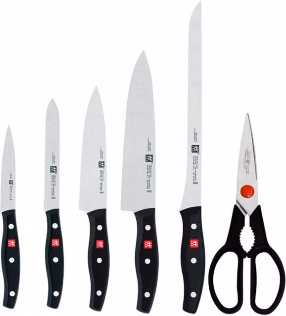 Juego de 6 cuchillos Zwilling Twin Pollux de acero inoxidable en color plata con mango de plástico