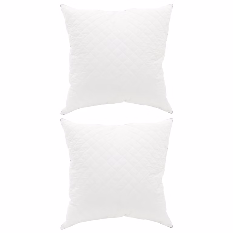 Pack de 2 almohadas vidaXL FULDA blancas de 60 x 60 cm con relleno de plumón y plumas de ganso y funda de algodón