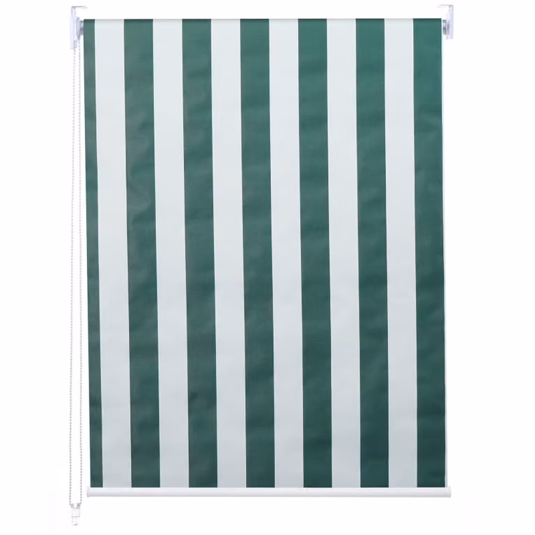 Estor Enrollable Mendler Opaco con Aislamiento Térmico, Diseño de Rayas en Verde y Blanco, An: 100 cm, Al: 160 cm