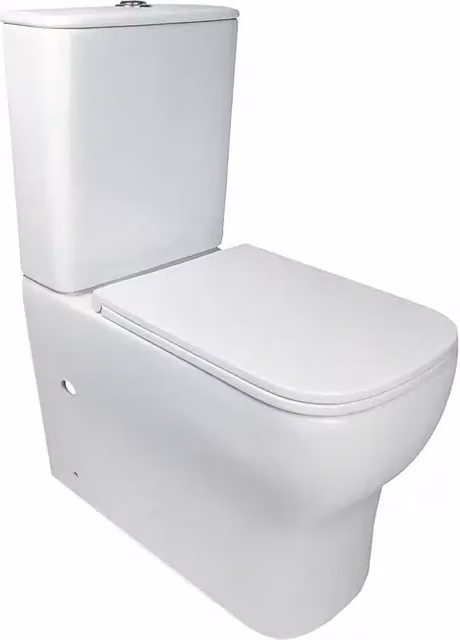 Pack de WC Camargue con tecnología rimless y cierre suave, salida horizontal, cerámica blanca