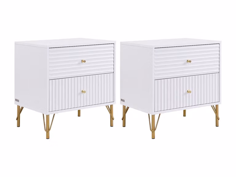 Conjunto de 2 mesitas de noche modernas con 2 cajones de VENTE-UNIQUE en color blanco