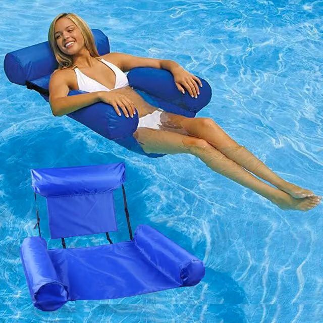 Hamaca hinchable Elle Comfort azul de PVC y tejido Oxford para piscina, An/P: 120 x 100 cm