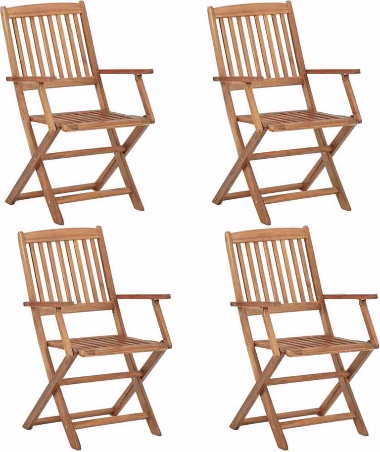 Set de 4 sillas de jardín plegables y apilables Syfax de madera de acacia aceitada en color marrón