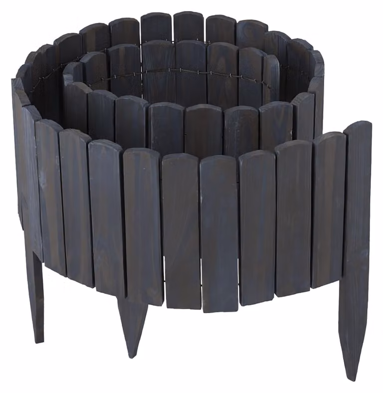 Bordes flexibles para jardines ornamentales Northix de madera y metal en marrón y multicolor, An/P/Al: 200 x 35 x 0 cm