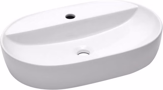 Lavabo sobre encimera Infinitio de Swiss Aqua Technologies, forma ovalada, cerámica blanca mate, An/P/Al: 60 x 40 x 12,5 cm