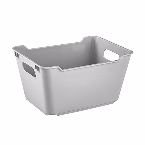 Caja de almacenamiento Keeeper Lotta con asas, apilable, color gris, capacidad 1,8 l